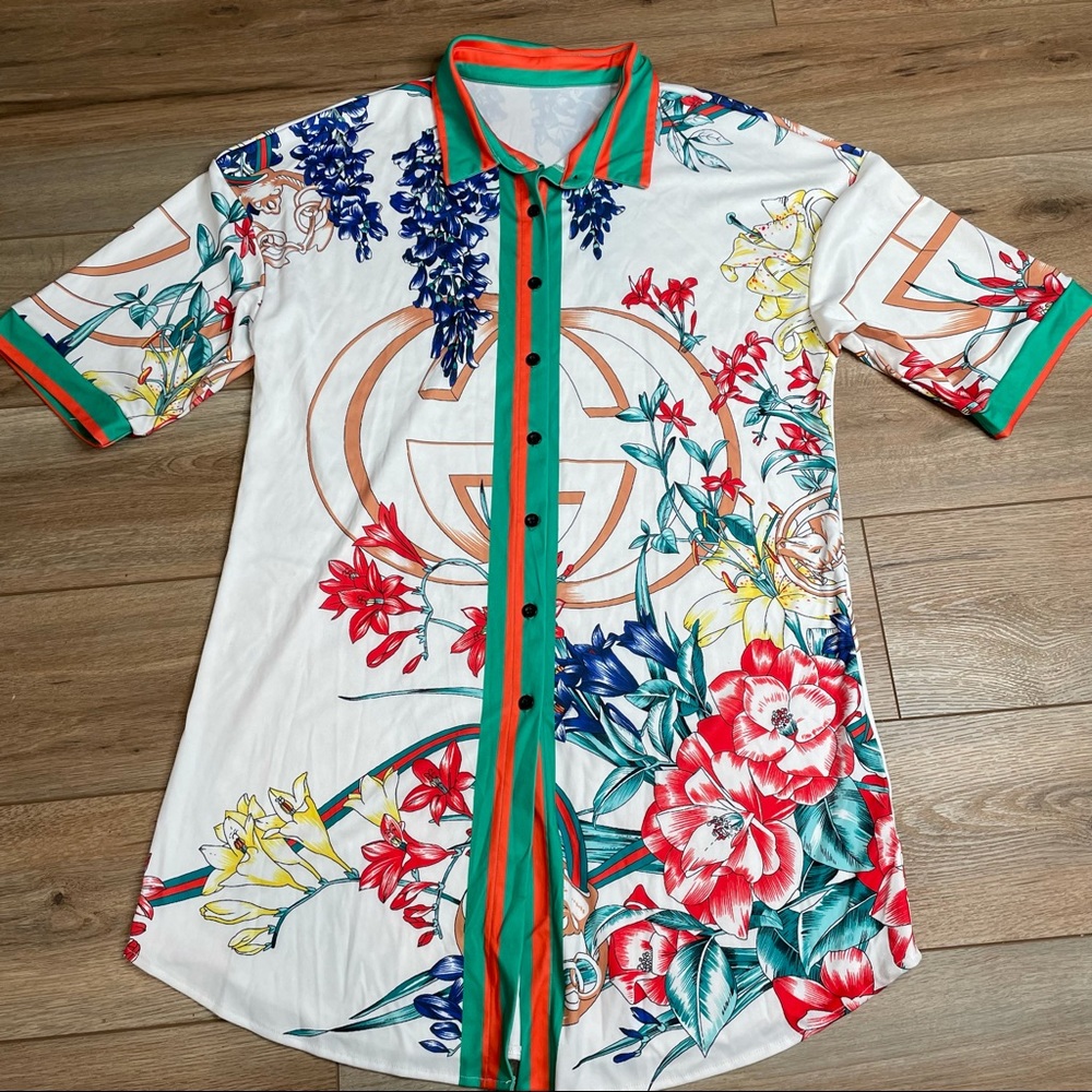 Floral Button Up House Dress No Size